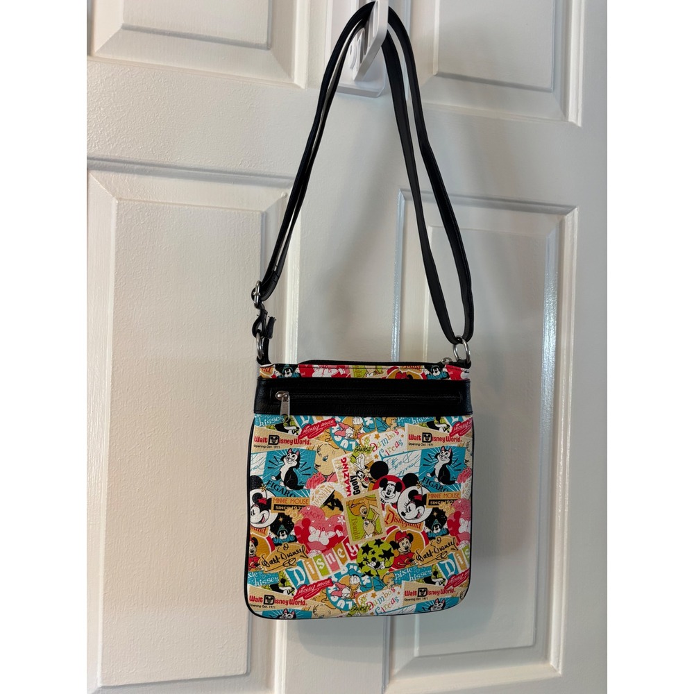 Disney Parks Crossbody Bag Mickey Minnie Vintage Collage Messenger Faux Leather